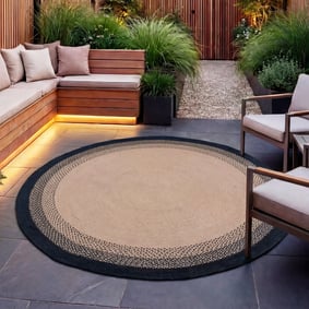 Tapis d'intérieur et d'extérieur rond - Florence Noir