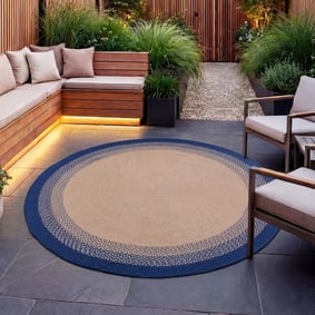 Tapis d'intérieur et d'extérieur rond - Florence Bleu