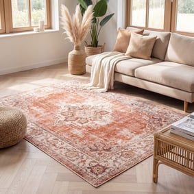 Tapis vintage - Spring Medallion Terracotta/Crème