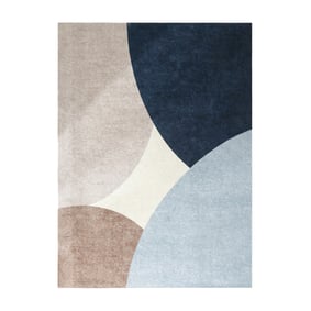 Tapis géométrique – Swing Circles Bleu/Marron - sfeer