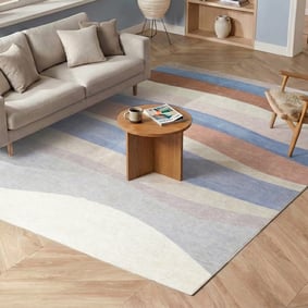 Tapis géométrique – Swing Waves Bleu/Rose