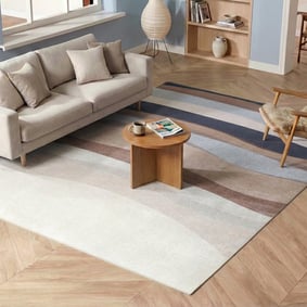Tapis géométrique – Swing Waves Bleu/Marron