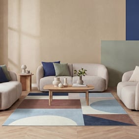 Tapis géométrique – Swing Shapes Bleu/Brun