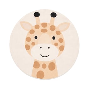 Tapis de jeu rond lavable pour enfants – Sammy Girafe Beige - sfeer