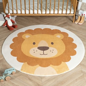 Tapis de jeu rond lavable pour enfants – Sammy Lion Marron
