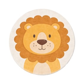 Tapis de jeu rond lavable pour enfants – Sammy Lion Marron - sfeer