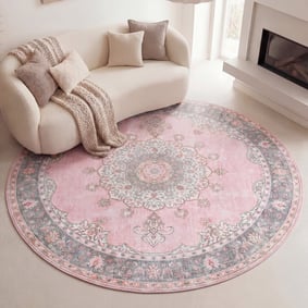 Tapis rond vintage - Lily Medallion Rose