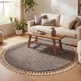 Tapis rond à poils longs - Lofty Fringe Taupe