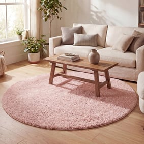 Tapis rond à poils longs - Lofty Rose