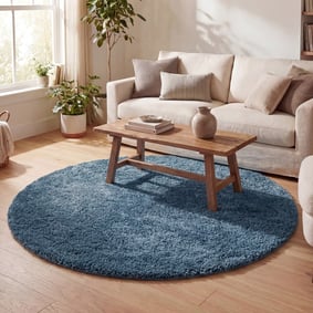 Tapis rond à poils longs - Lofty Bleu