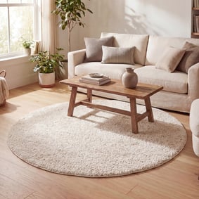 Tapis rond à poils longs - Lofty Crème/Blanc