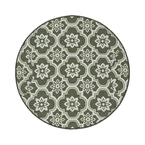 Tapis d’extérieur rond – Rio Flower Vert - sfeer