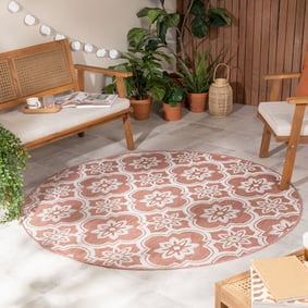 Tapis d’extérieur rond – Rio Flower Rose