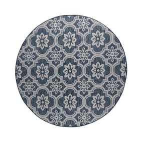 Tapis d’extérieur rond – Rio Flower Bleu - sfeer