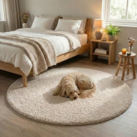 Tapis Rond Fluffy – Bobby Crème