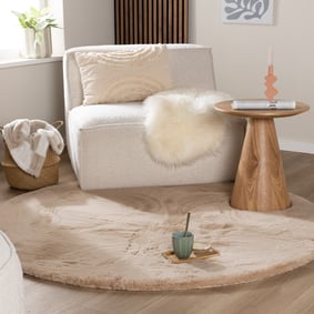 Tapis rond à poils longs – Comfy Supreme Beige
