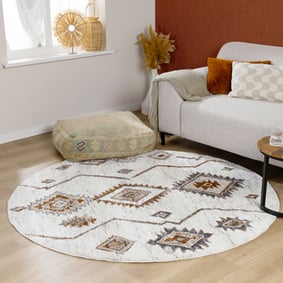 Tapis berbère rond - Blend Aztec Terracotta