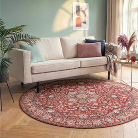 Tapis rond vintage - Imagine Medallion Rouge
