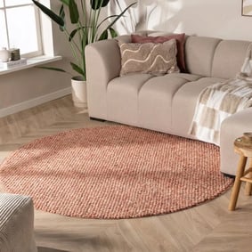 Tapis rond en laine - Feline Terracotta