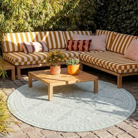 Tapis d'extérieur rond - Summer Oriental Menthe