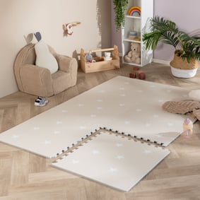 Tapis Puzzle en Mousse – Alfie Stars Gris/Beige