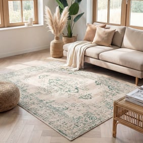 Tapis vintage - Spring Ethnic Crème/Vert