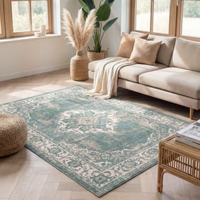 Tapis vintage - Spring Medallion Vert/Crème