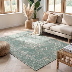 Tapis vintage - Spring Ethnic Vert/Crème