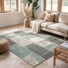 Tapis patchwork - Spring Vert/Gris
