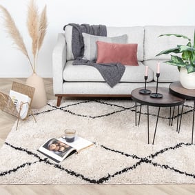Tapis à poils longs - Sensa Double Crème/Noir