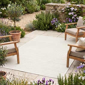 Tapis d'intérieur et d'extérieur moderne - Nori Curves Blanc