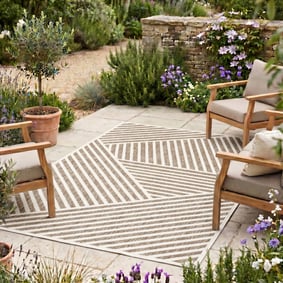 Tapis d'intérieur et d'extérieur moderne - Nori Lines Blanc/Taupe