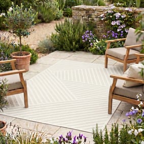 Tapis d'intérieur et d'extérieur moderne - Nori Lines Blanc