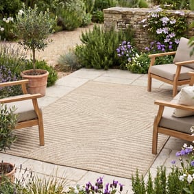 Tapis d'intérieur et d'extérieur moderne - Nori Curves Taupe