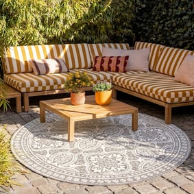 Tapis d'extérieur rond - Summer Oriental Gris Clair - sfeer