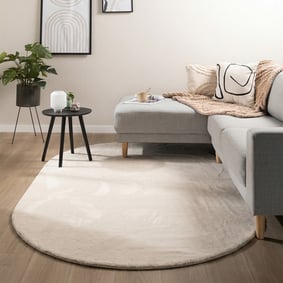 Tapis ovale à poils courts – Cozy Crème