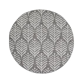 Tapis d'extérieur rond - Summer Leaves Gris - product