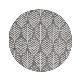 Tapis d'extérieur rond - Summer Leaves Gris - sfeer