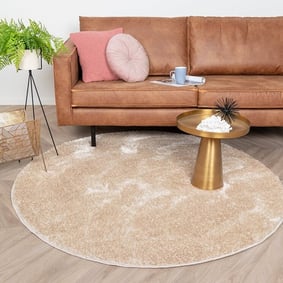 Tapis rond à poils longs - Glazy Crème