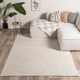 Tapis japandi - Yori Geo Crème/Blanc