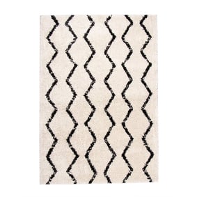 Tapis à poils longs - Grand Moves Crème/Noir - sfeer