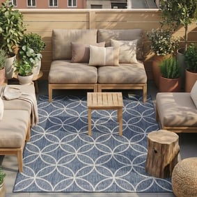 Tapis d'extérieur géométrique – Faro Ripple Blue