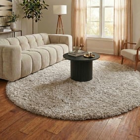 Tapis shaggy rond - Blaze Beige/Gris
