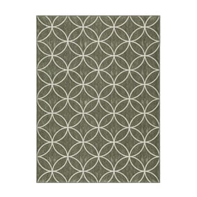 Tapis d’extérieur géométrique – Faro Ripple Vert/Blanc - sfeer
