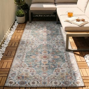 Tapis de couloir lavable - Domingo Mandala Vert Olive