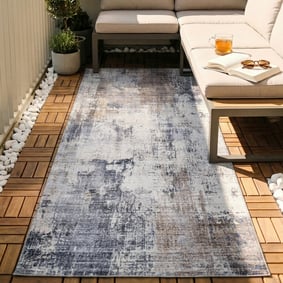Tapis de couloir lavable - Domingo Grunge Taupe/Crème