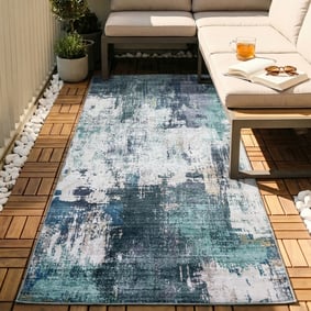 Tapis de couloir lavable - Domingo Grunge Vert/Crème