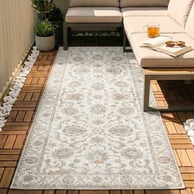 Tapis de couloir lavable - Domingo Oriental Blanc