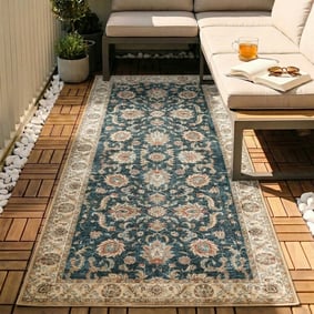 Tapis de couloir lavable - Domingo Oriental Vert Foncé