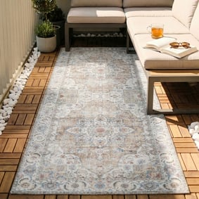 Tapis de couloir lavable - Domingo Mandala Beige